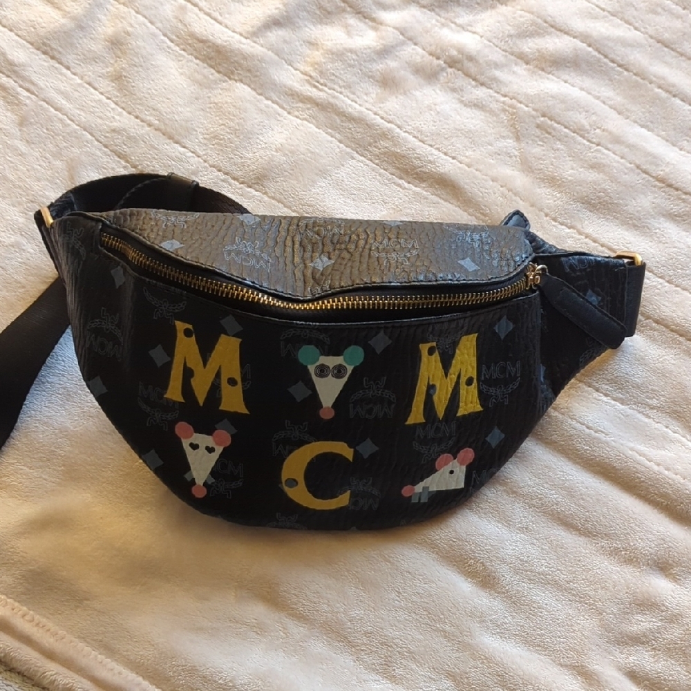 MCM Black and Yellow Belt Bag